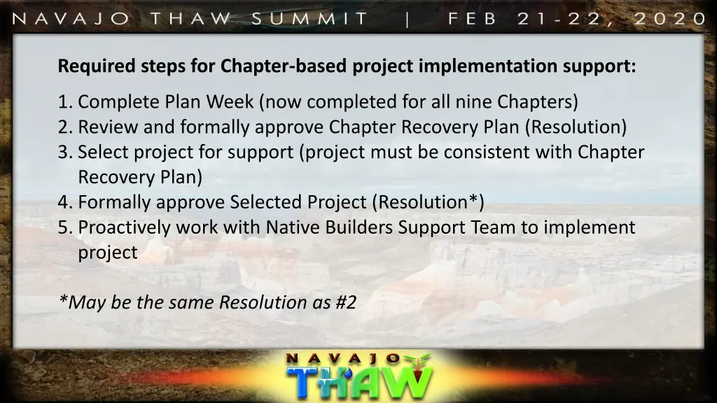 required steps for chapter based project
