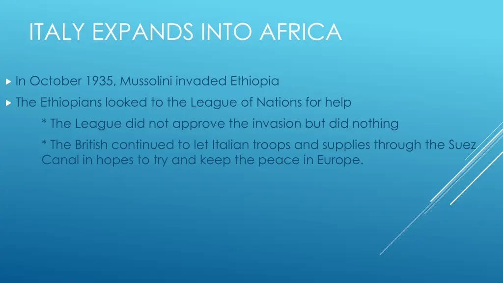 italy expands into africa