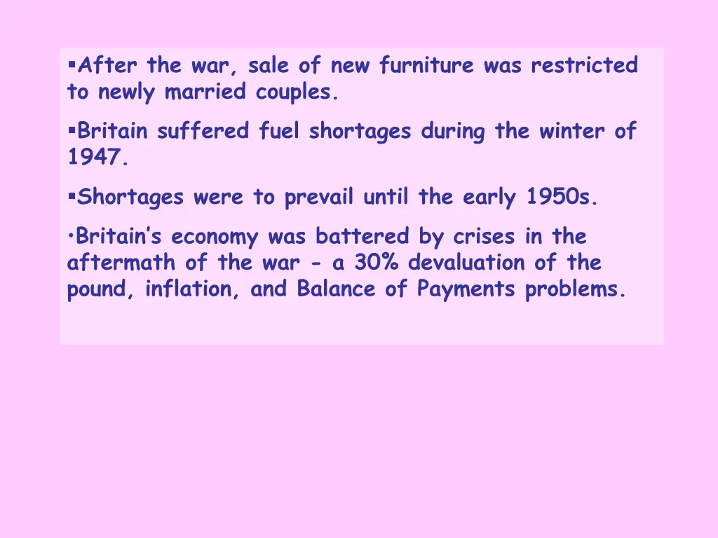 after the war sale of new furniture