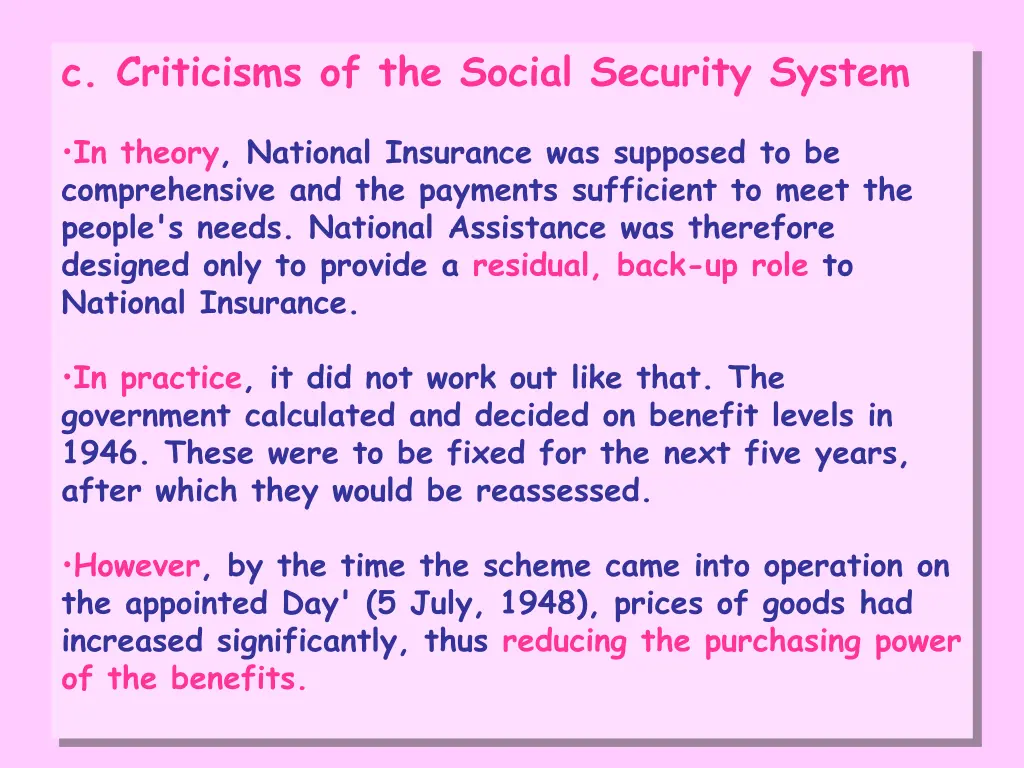 c criticisms of the social security system