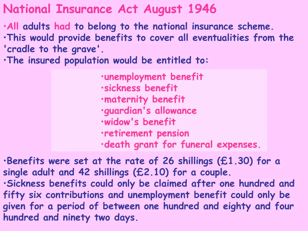 national insurance act august 1946 all adults