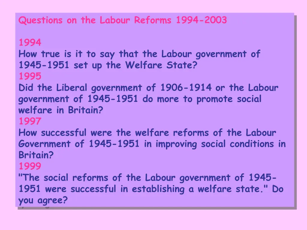 questions on the labour reforms 1994 2003