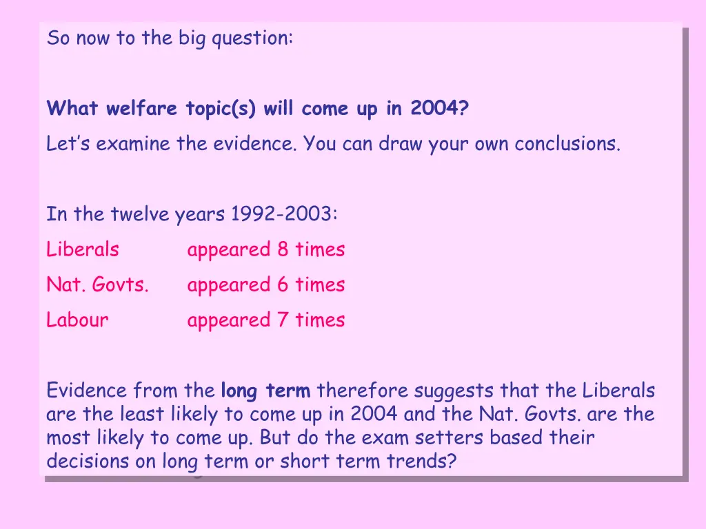 so now to the big question