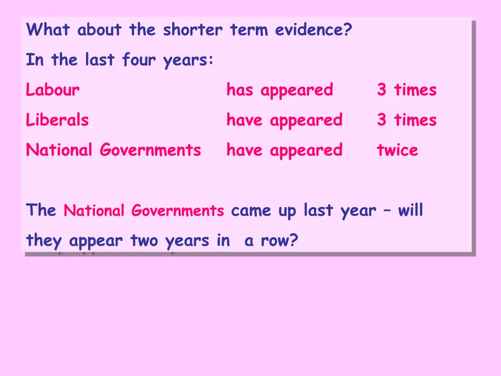 what about the shorter term evidence in the last