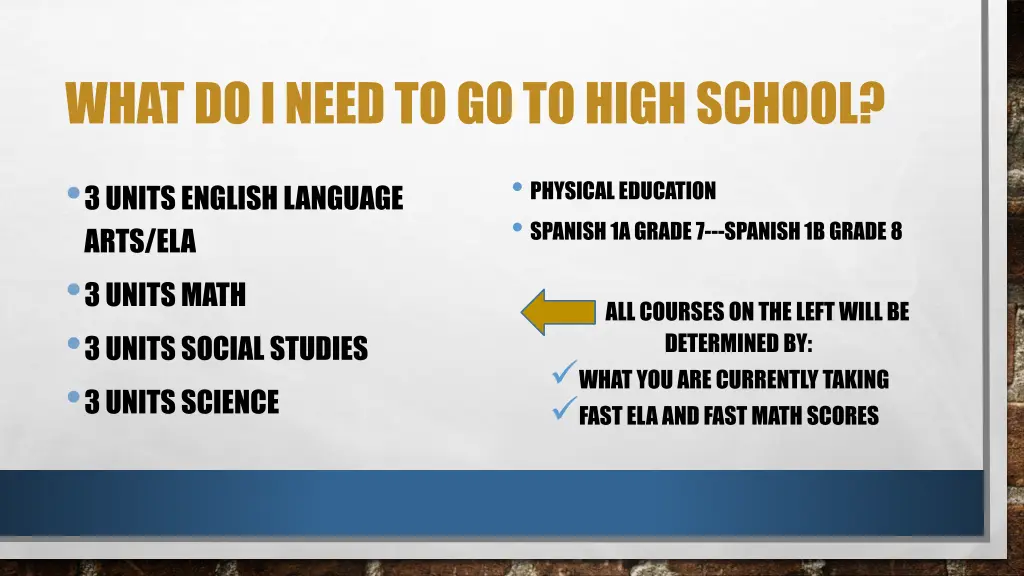 what do i need to go to high school
