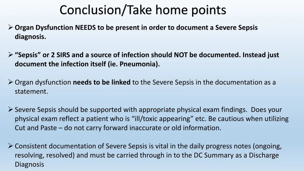 conclusion take home points