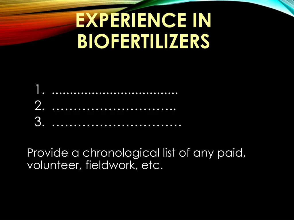 experience in biofertilizers 1