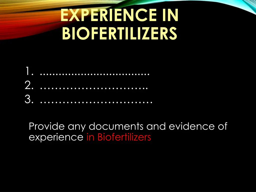 experience in biofertilizers