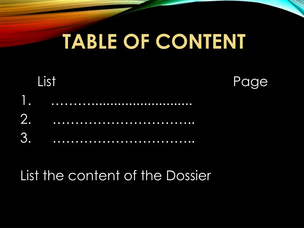 table of content