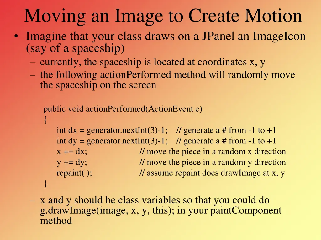moving an image to create motion imagine that