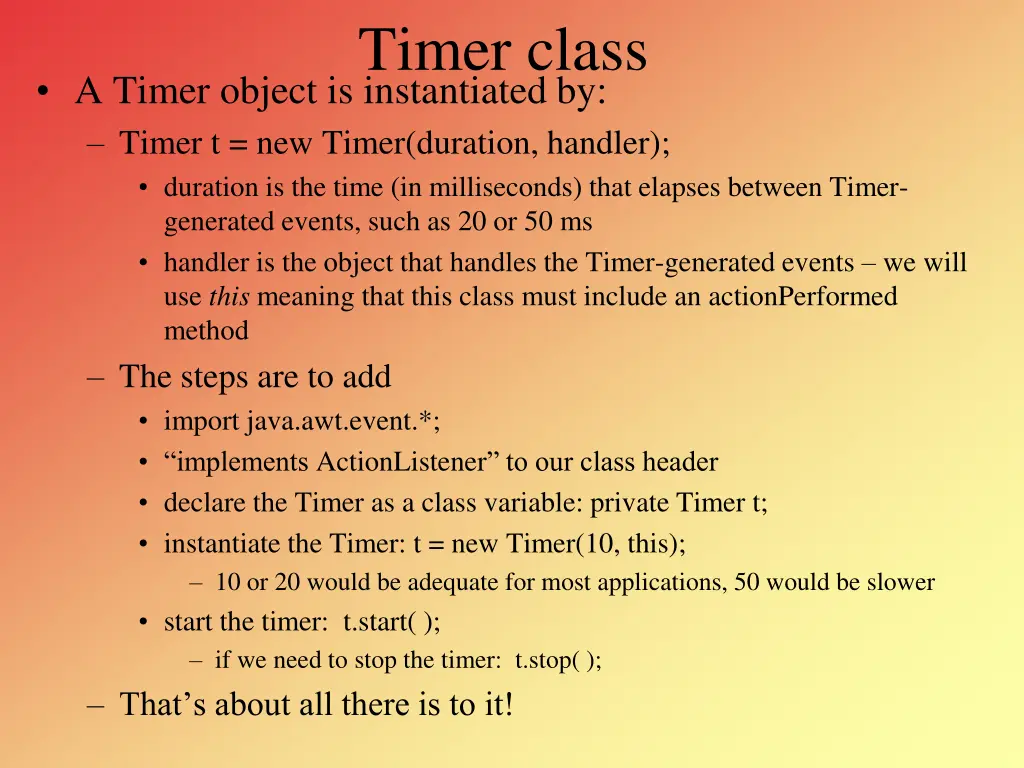 timer class