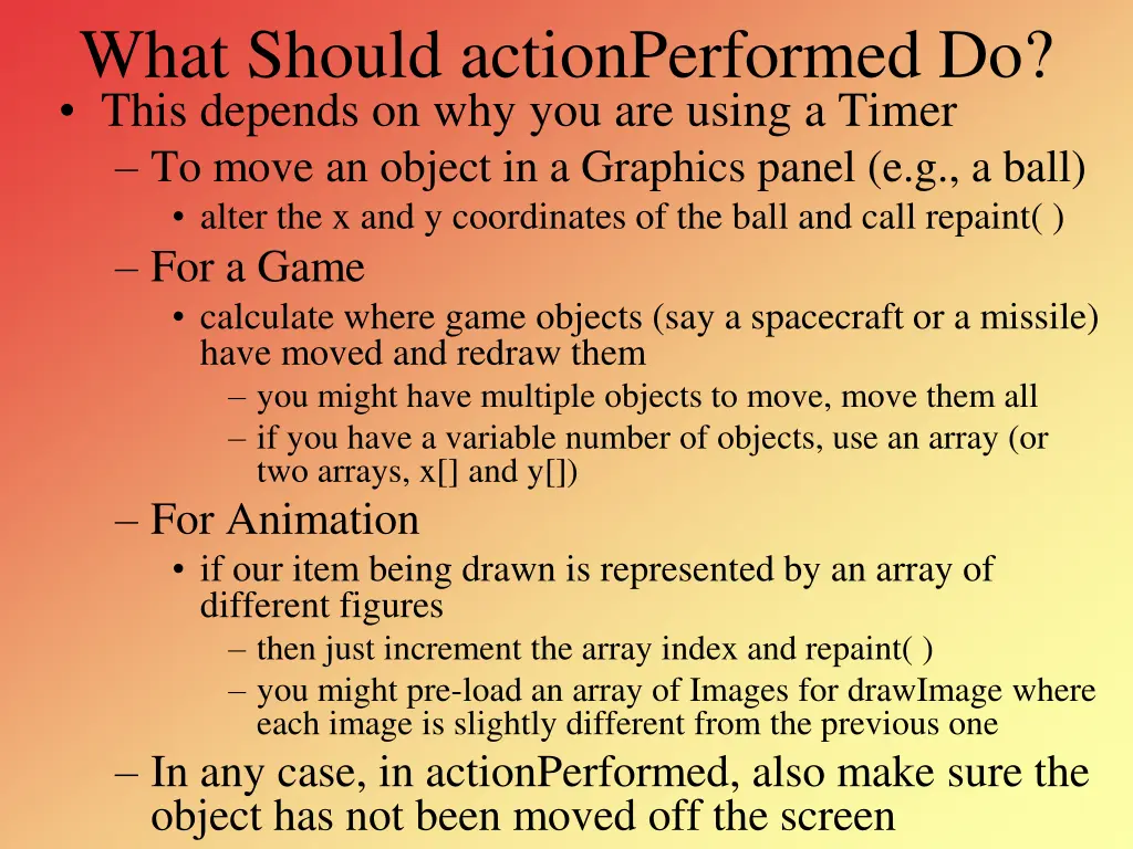 what should actionperformed do this depends