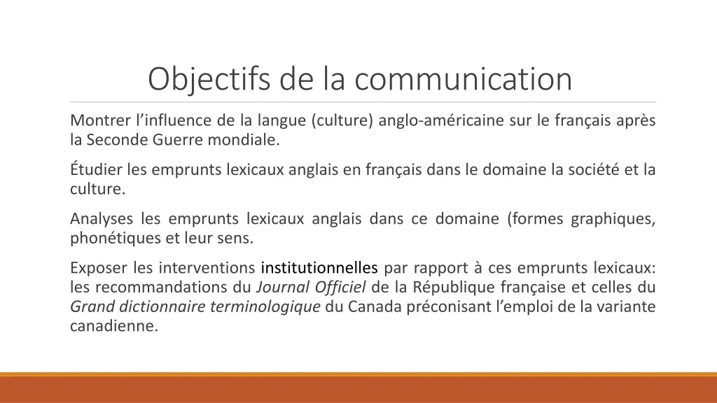 bjectifs de la communication