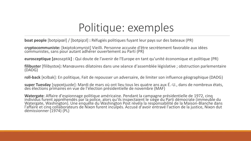 politique exemples