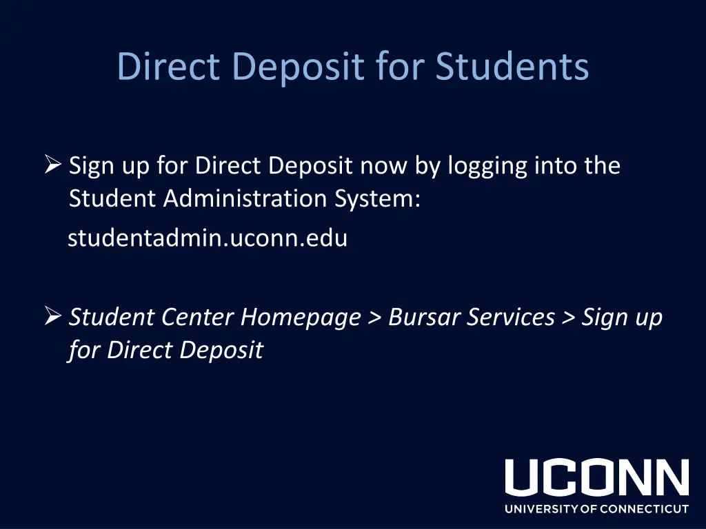 direct deposit for students