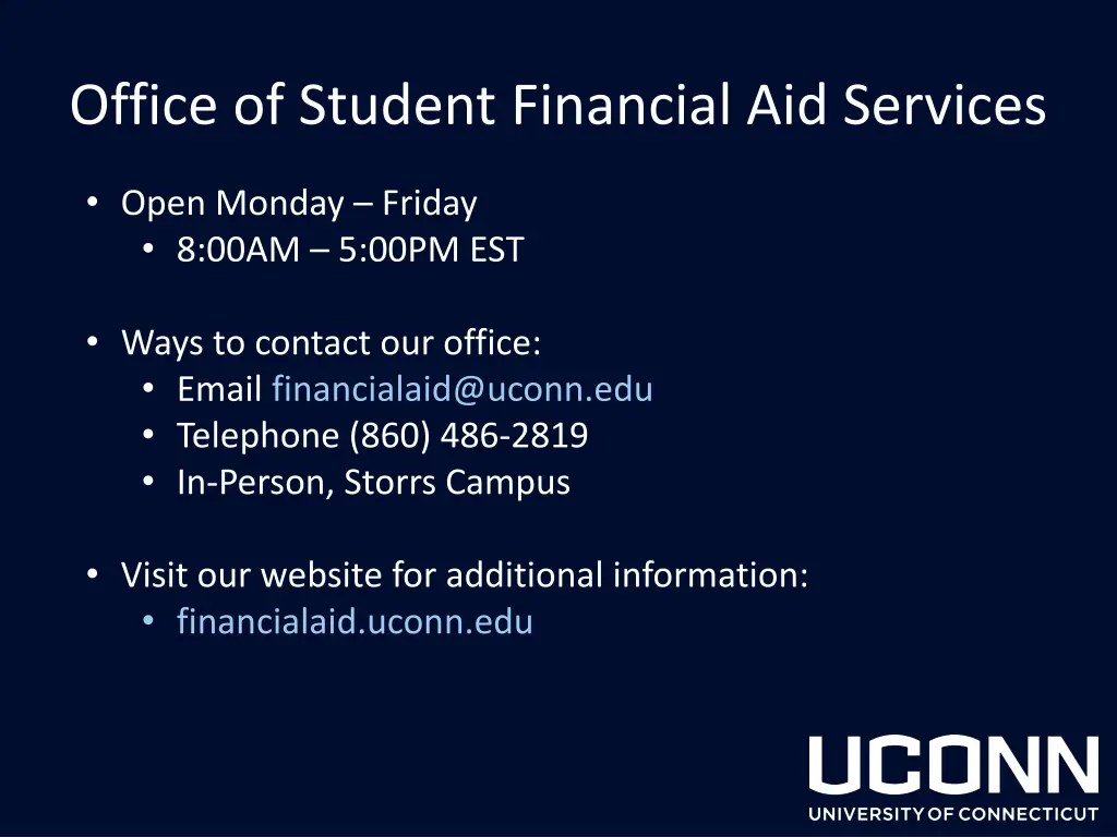 office of student financial aid services