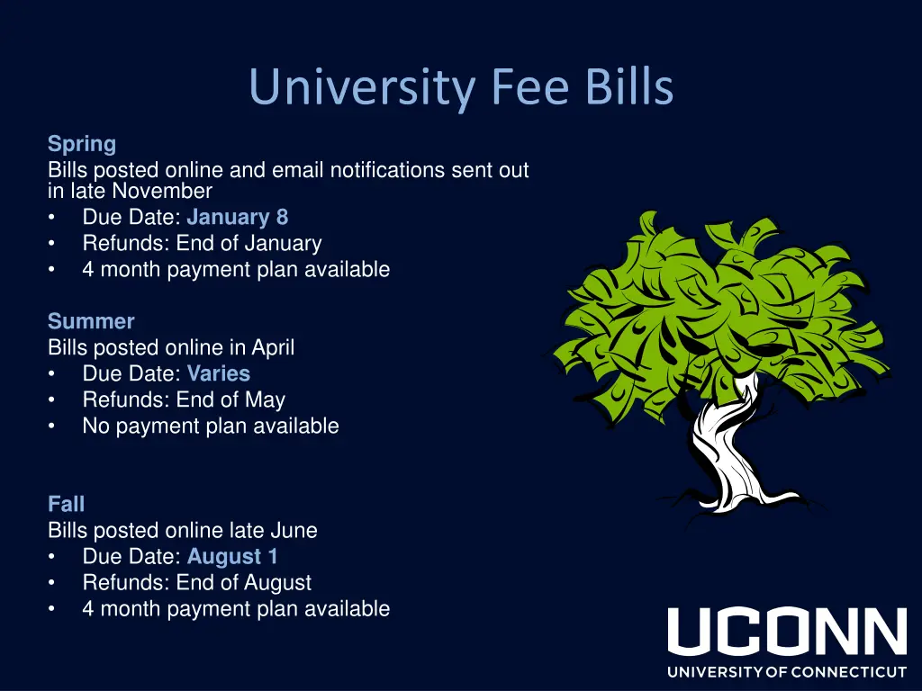 university fee bills
