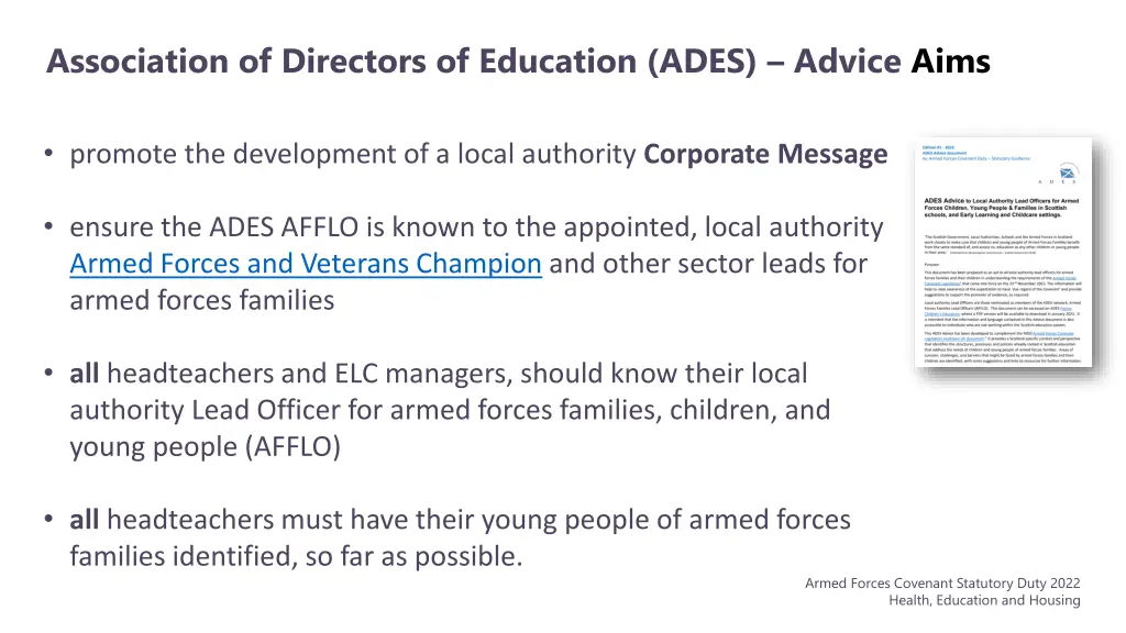 association of directors of education ades advice 1