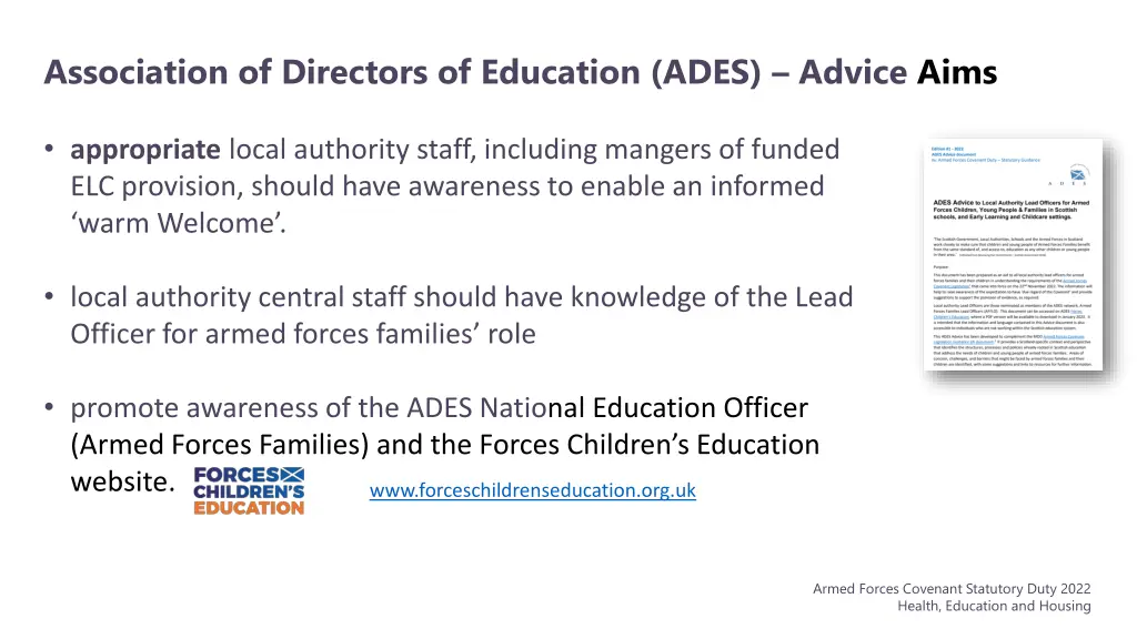 association of directors of education ades advice 2