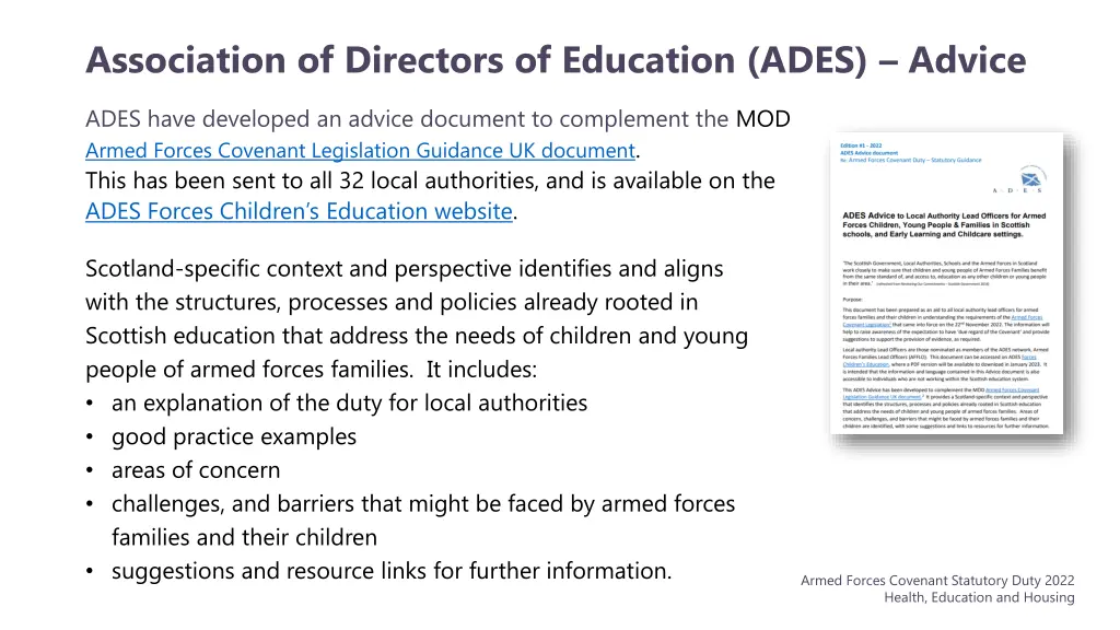 association of directors of education ades advice