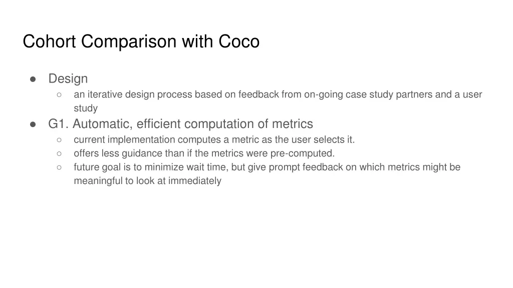 cohort comparison with coco