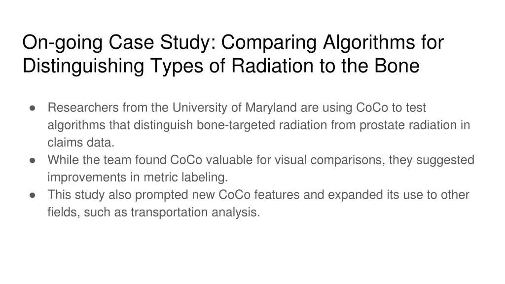 on going case study comparing algorithms