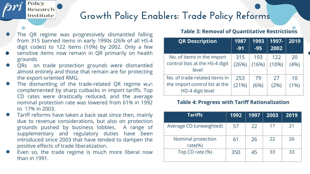 growth policy enablers trade policy reforms