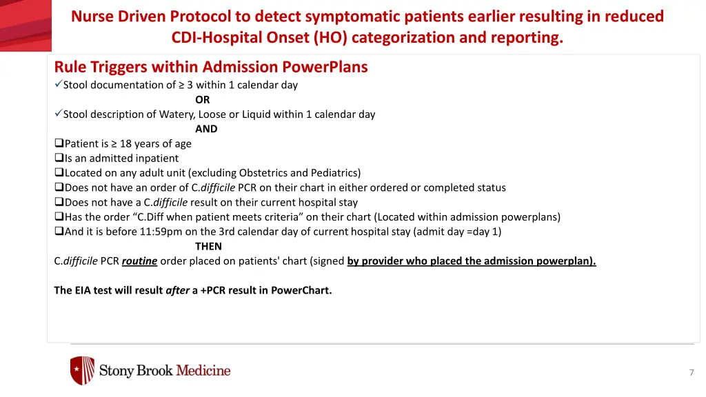 nurse driven protocol to detect symptomatic