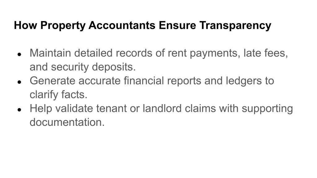 how property accountants ensure transparency