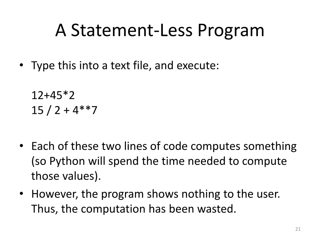 a statement less program