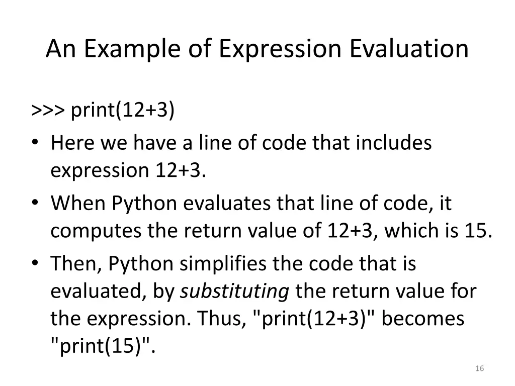 an example of expression evaluation