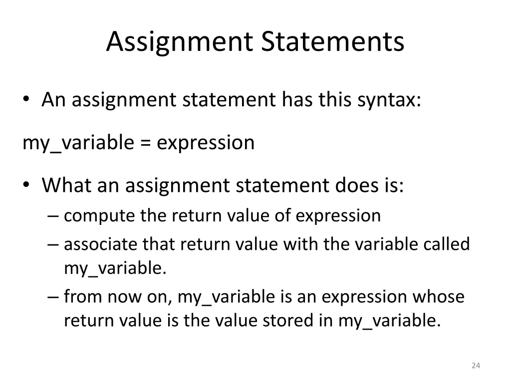 assignment statements