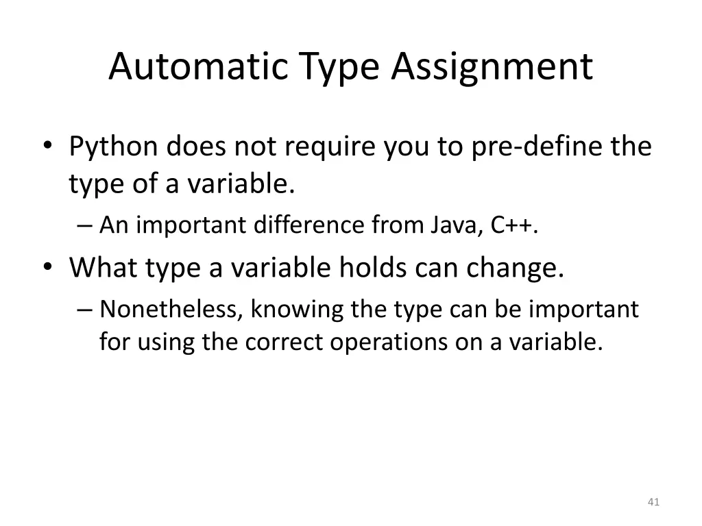 automatic type assignment