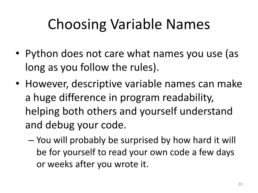 choosing variable names