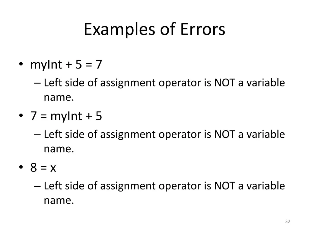 examples of errors 1