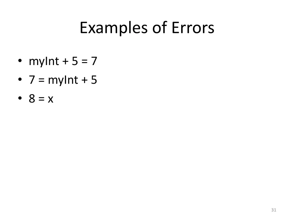 examples of errors