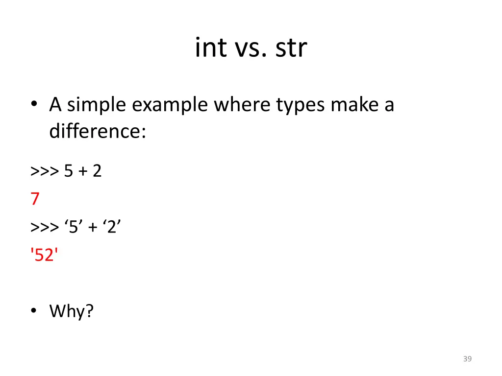 int vs str 1