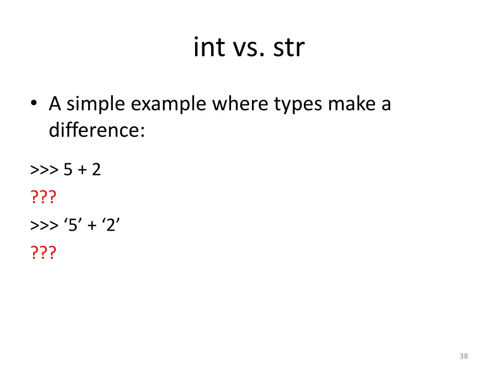 int vs str