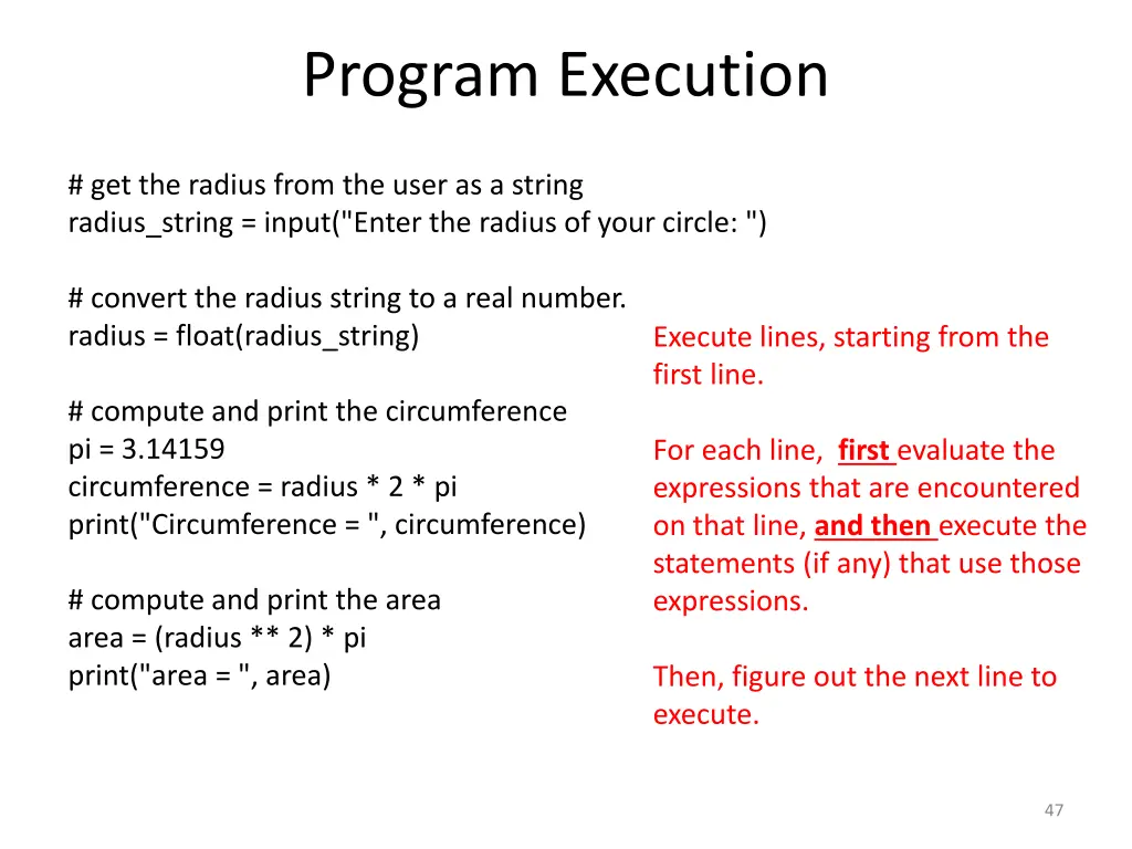 program execution