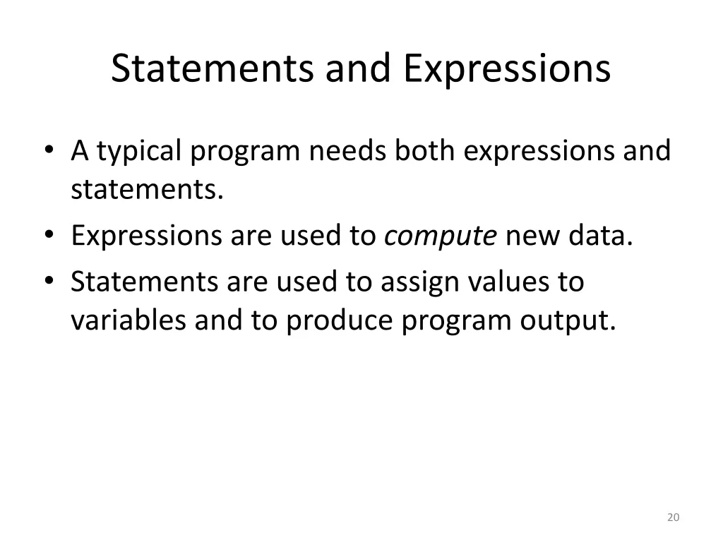 statements and expressions