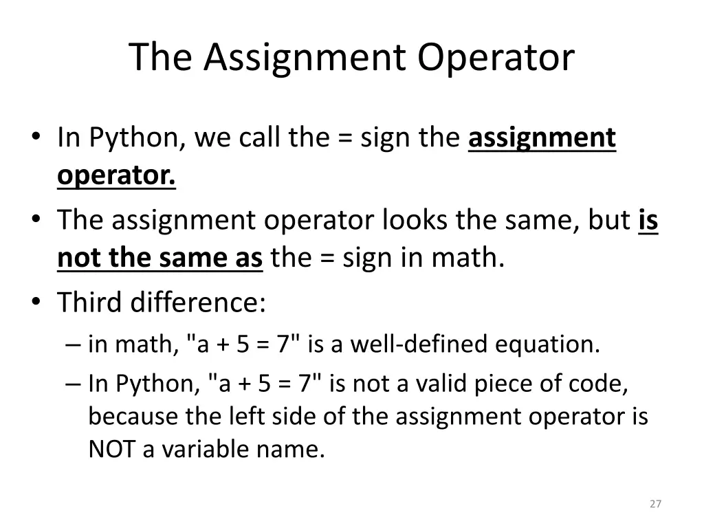 the assignment operator 2