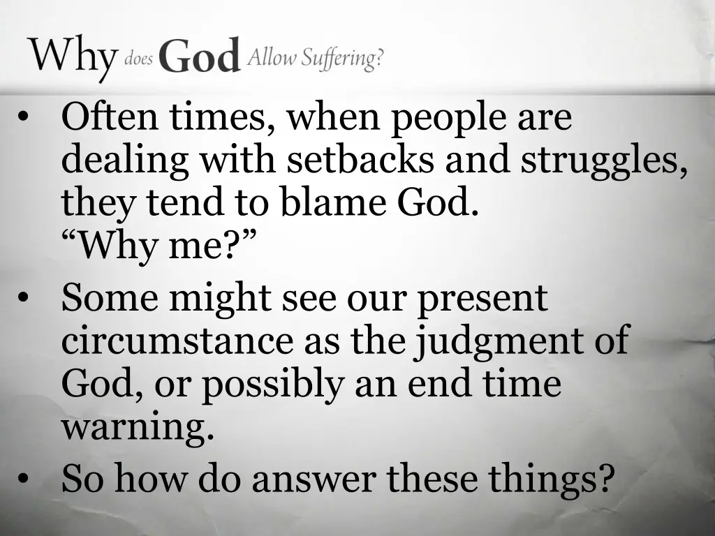 often times when people are dealing with setbacks