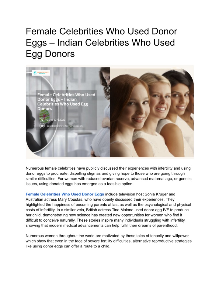 female celebrities who used donor eggs indian