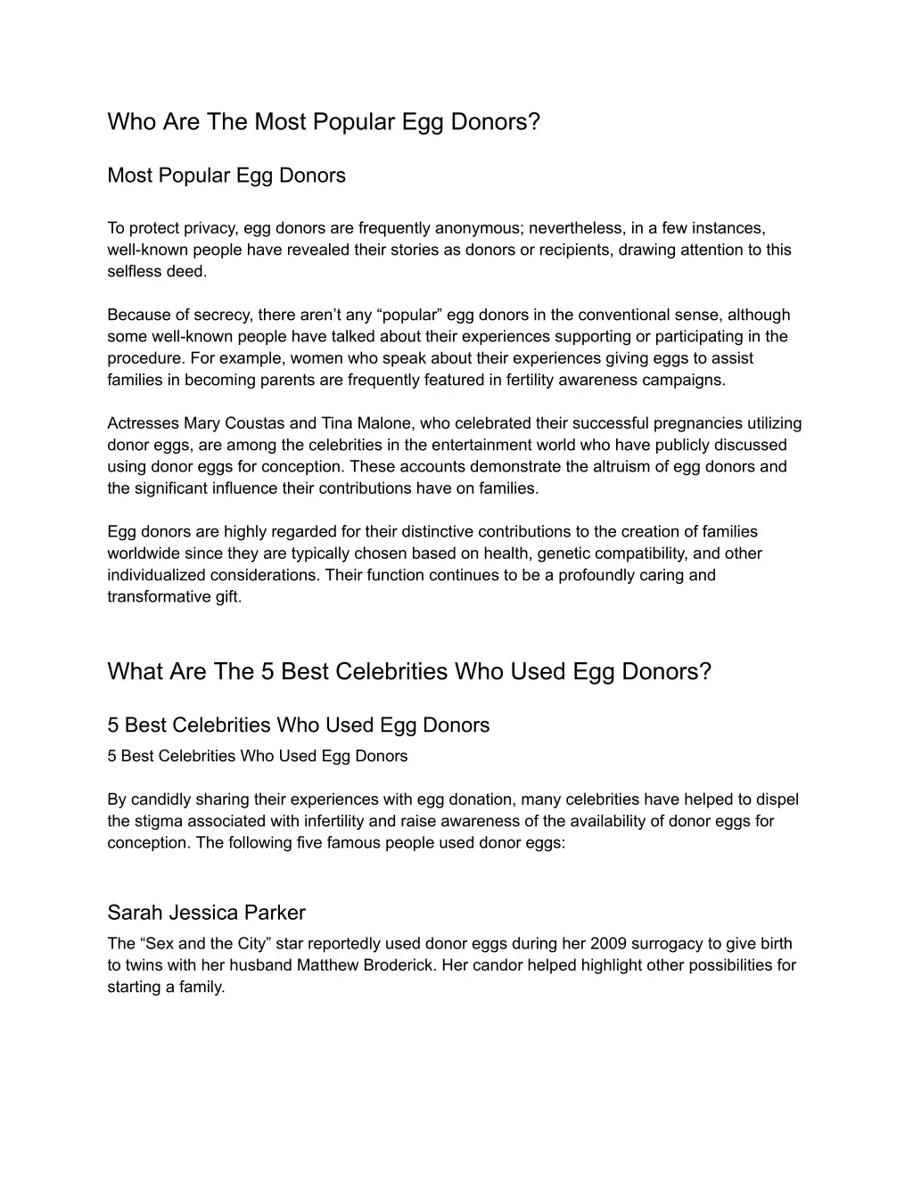 who are the most popular egg donors