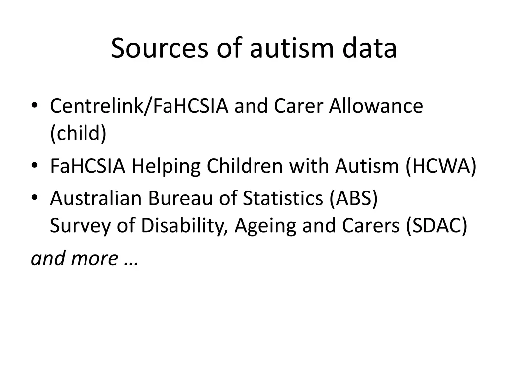 sources of autism data
