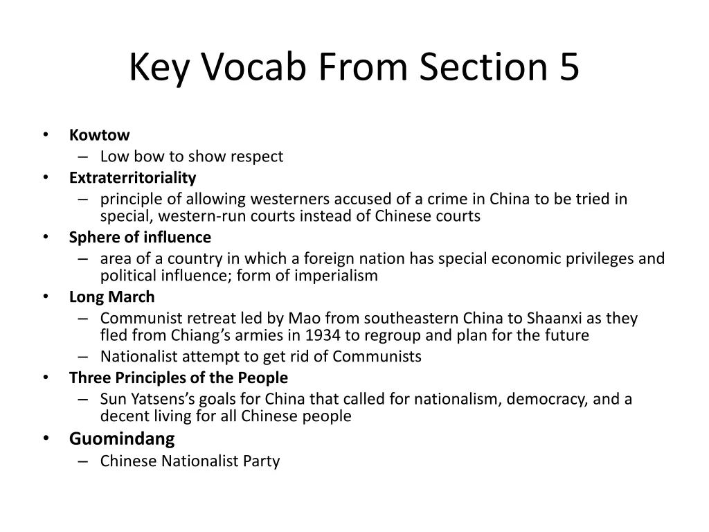 key vocab from section 5