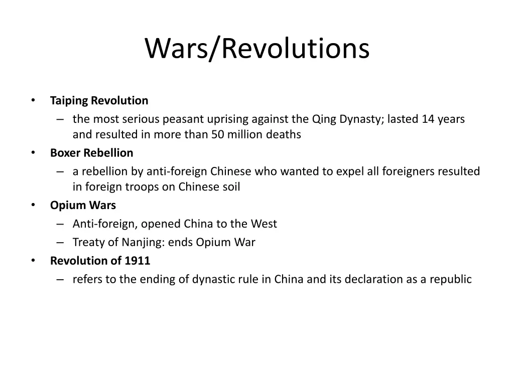 wars revolutions