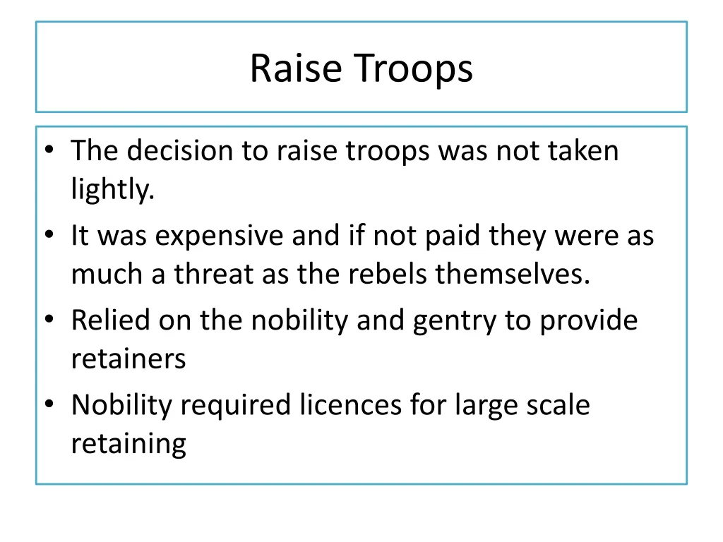 raise troops