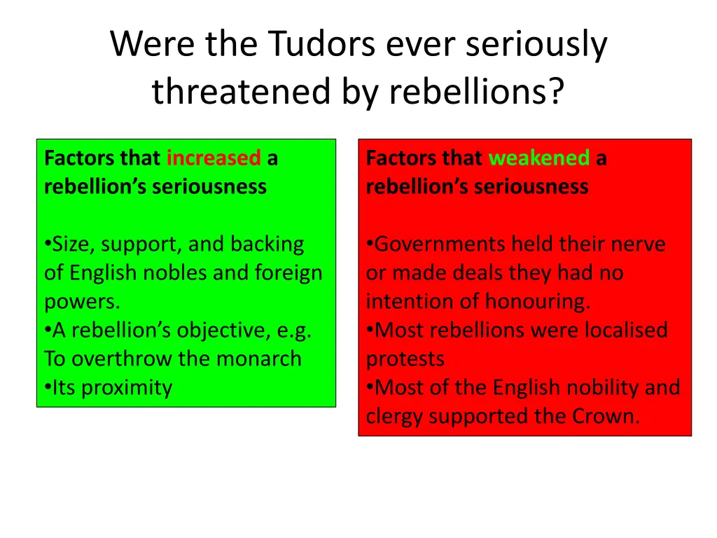 were the tudors ever seriously threatened
