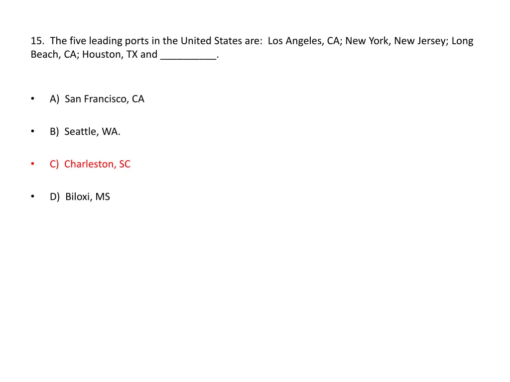 15 the five leading ports in the united states